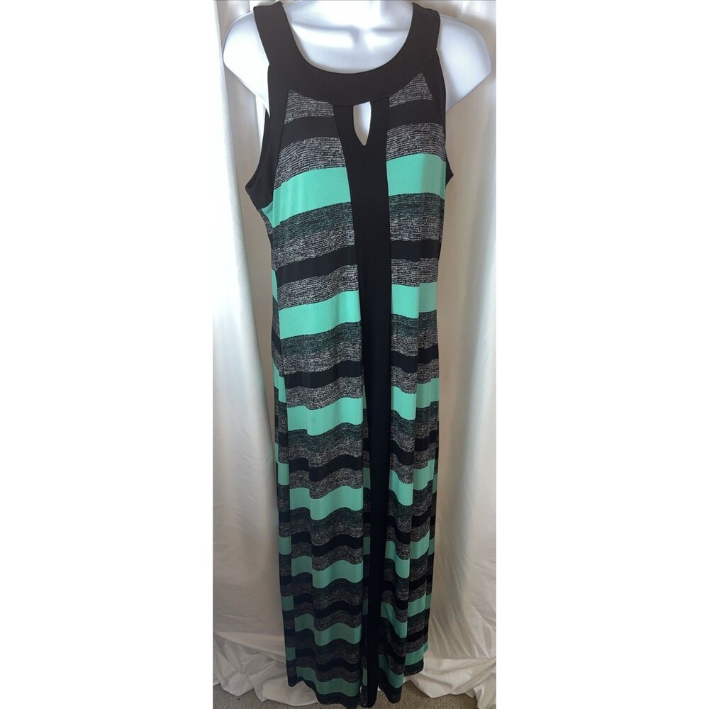 Susan Lawrence Y2K Sleeveless Striped Women’s Maxi Dress Size M Coastal Casual - Picture 2 of 6